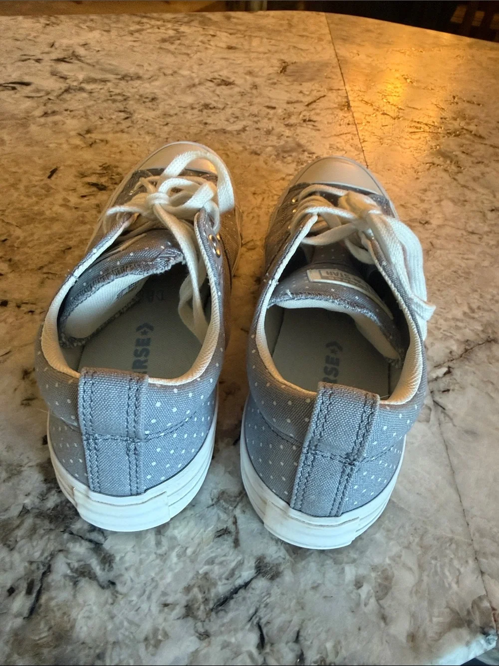 Converse Women’s Low Top Sneakers in Blue with White Polka Dots - Picture 3 of 5